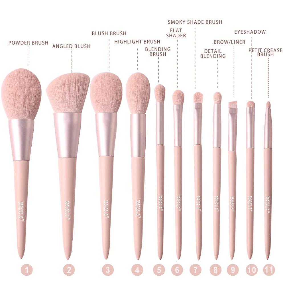 BEILI 11-Piece Pink Makeup Brush Set