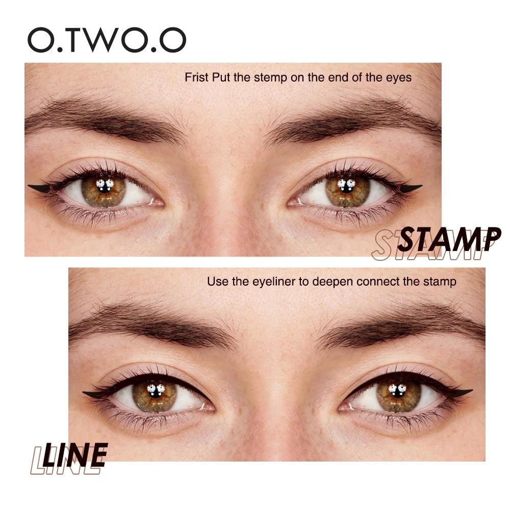 O.TWO.O Eyeliner Stamp: Waterproof, double-ended for quick application.