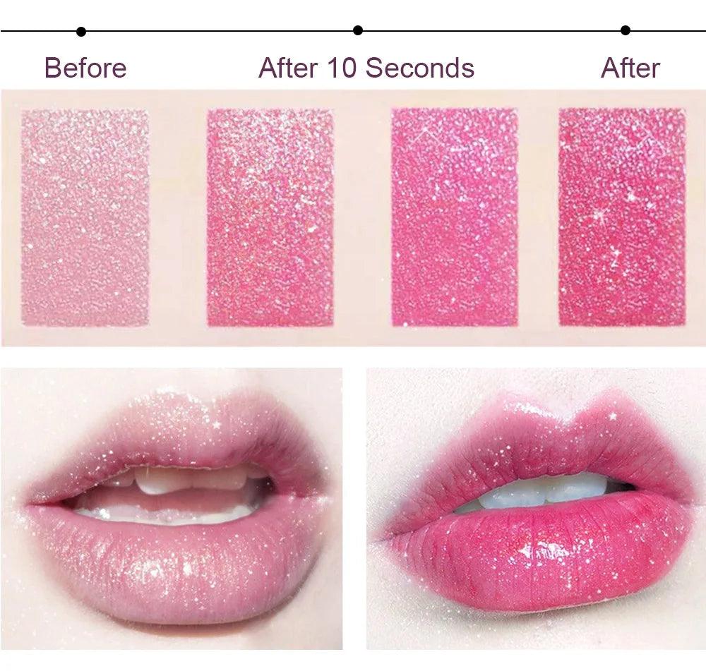 Waterproof glitter lipstick: Long-lasting velvet matte.