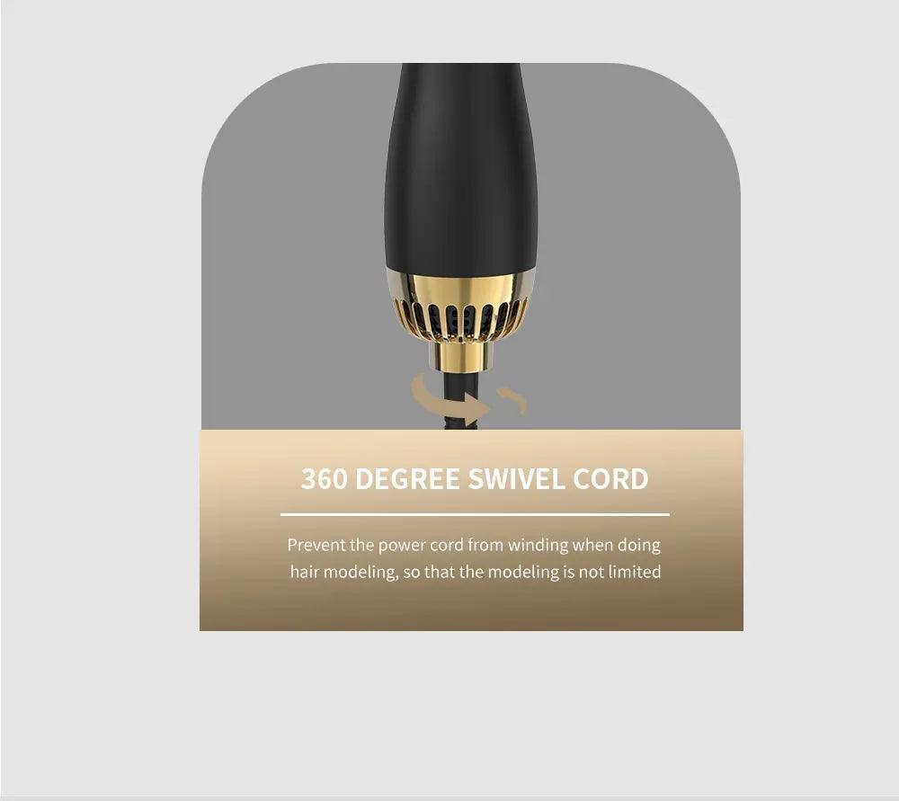 LISAPRO Black Gold Hair Dryer Brush: One-Step Hot Air Brush 2.0