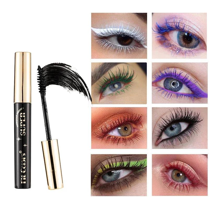 Waterproof Colored Mascara: Blue, White, Black, Purple. Perfect for Parties