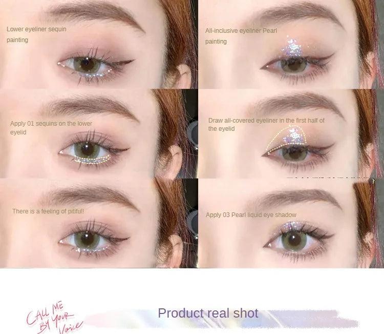Shiny Liquid Eye Shadow Glitter Highlighter: Waterproof & Pearlescent.