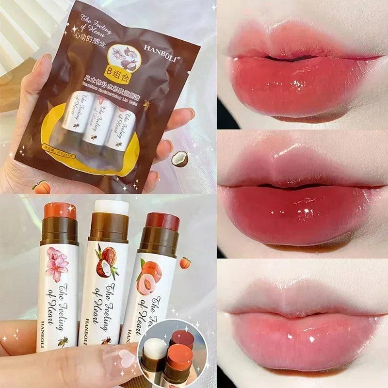 Moisturizing Fruit Lip Balm: Lasting Peach Red Tint, Waterproof Makeup.