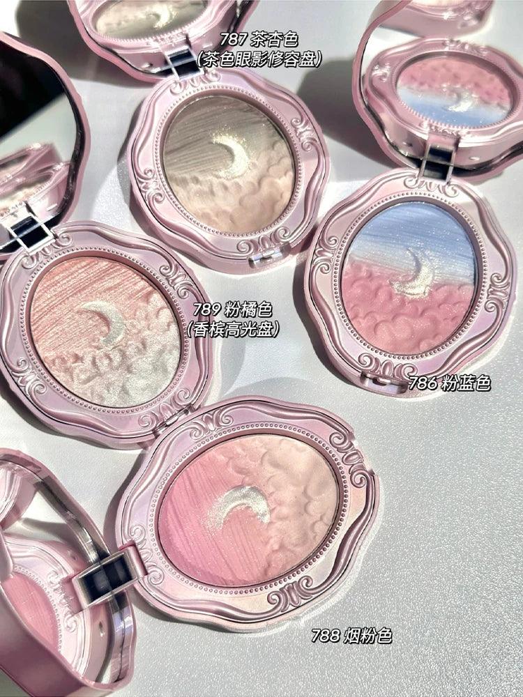Colorrose Embossed Blush: Blue Nude Makeup with Shimmer Eyeshadow