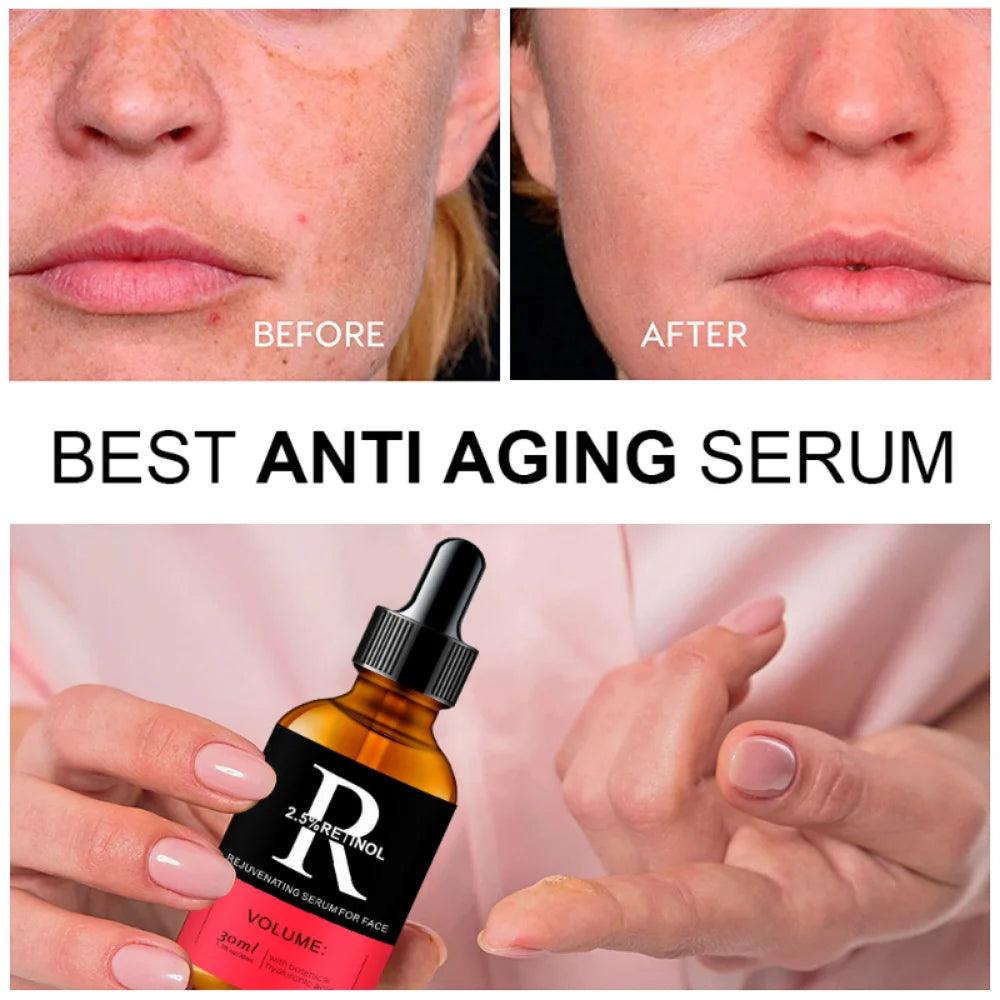 Organic Retinol Facial Serum: Whitening Anti-Aging Essence with Hyaluronic Acid.