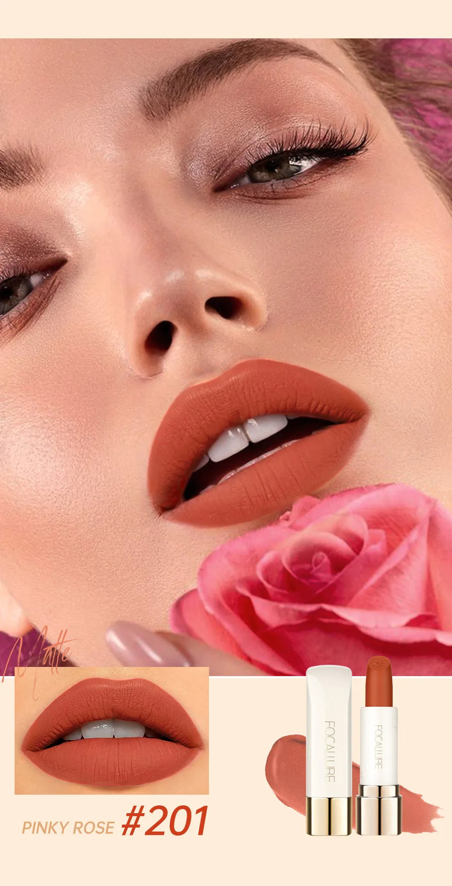 Focallure's Matte Lipstick: Waterproof, Long-lasting, Moisturizing.