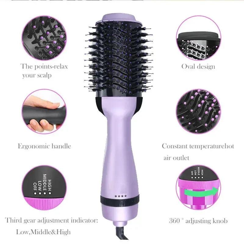4-in-1 Hair Styling Tool: Dryer Brush, Volumizer, Straightener