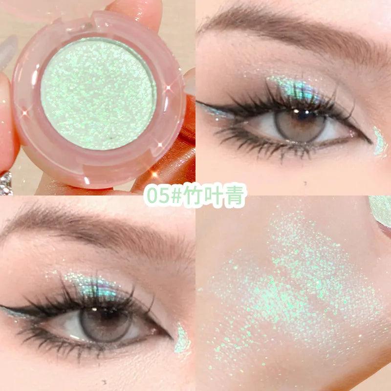 Glitter Eyeshadow Palette with Diamond Highlighter Powder.
