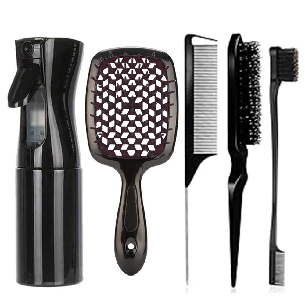 Detangling Hair Brush Curly Hair Comb Set - 5 Pieces