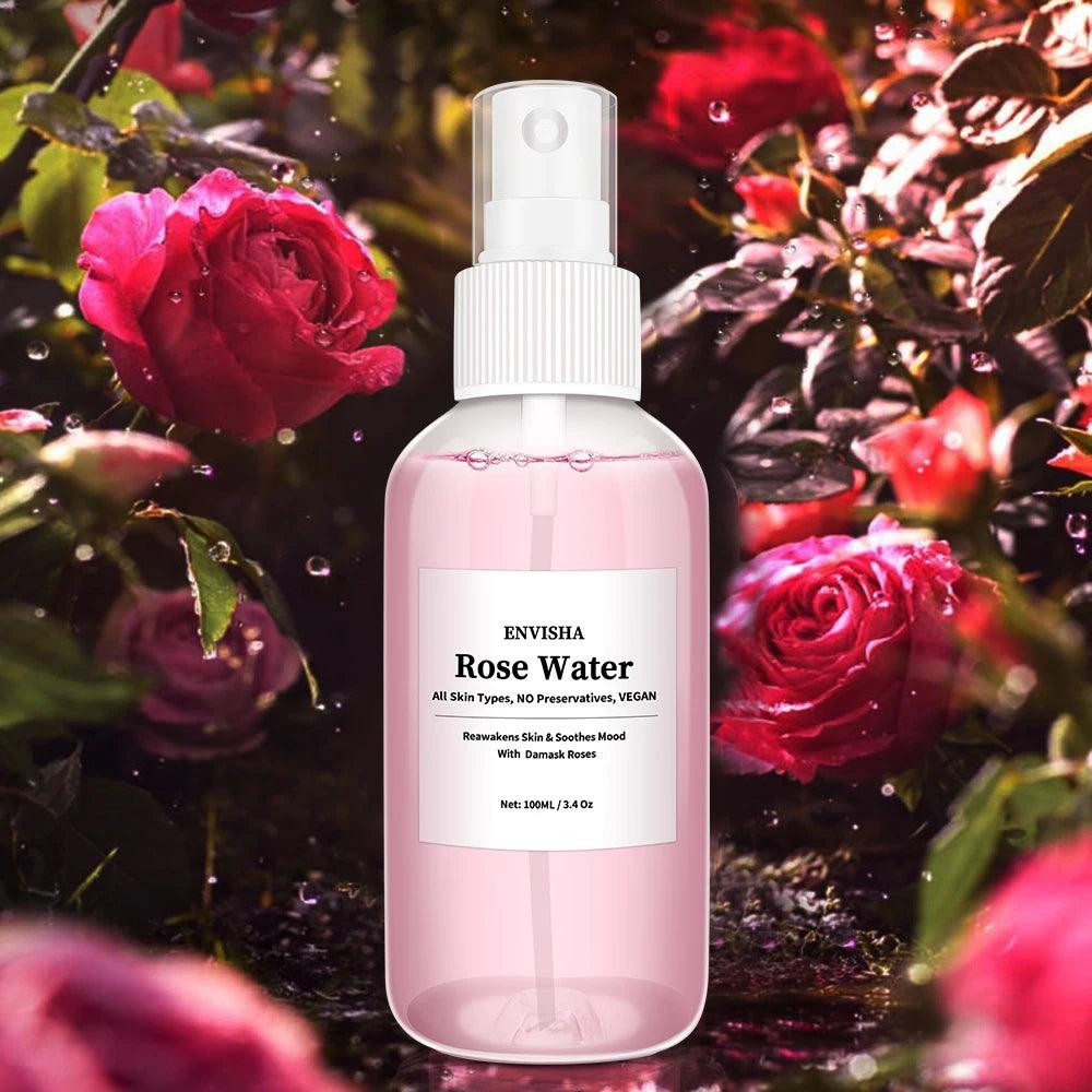 ENVISHA Rose Water: Organic Petal Essence. Moisturizing Toner, Elastic Skin Care.