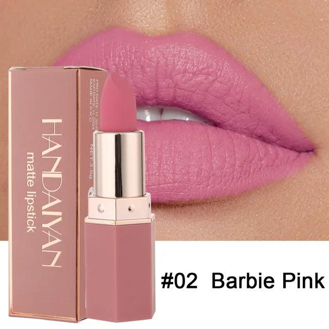 Handaiyan 6-color matte lipstick: Nude, long-lasting.
