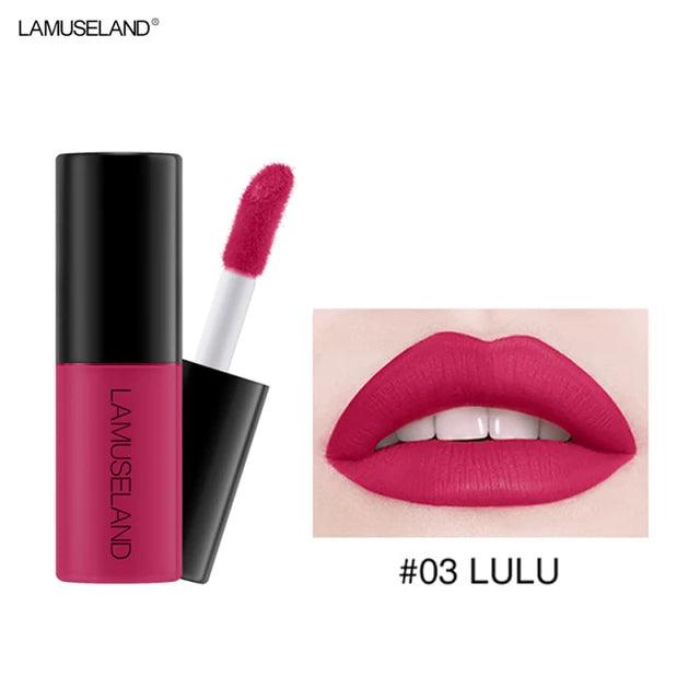 LAMUSELAND Matte Mini Lip Glaze: Sexy Red, Lasting, Waterproof.