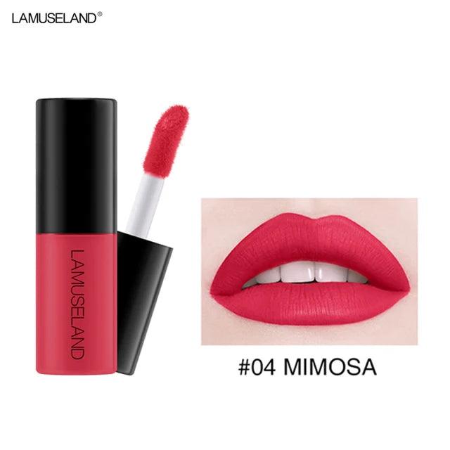 LAMUSELAND Matte Mini Lip Glaze: Sexy Red, Lasting, Waterproof.
