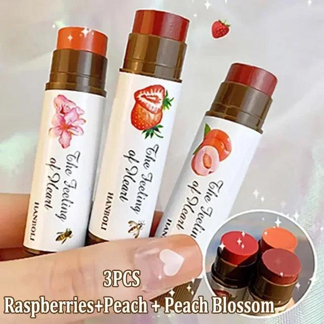 Moisturizing Fruit Lip Balm: Lasting Peach Red Tint, Waterproof Makeup.