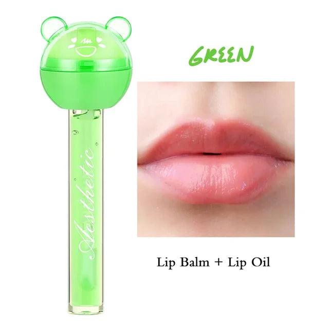 2 In 1 Cute Lollipop Lip Gloss Moisturizer Magic Candy Lip Gloss Lipstick Waterproof Lasting Lip Glaze Non-Stick Cup Cosmetics