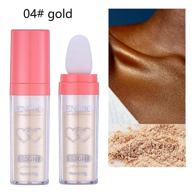 Glitter Shimmer Powder Stick: Face & Body Highlighter.