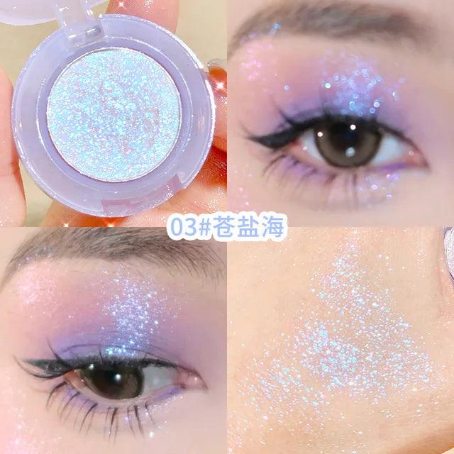 Glitter Eyeshadow Palette with Diamond Highlighter Powder.